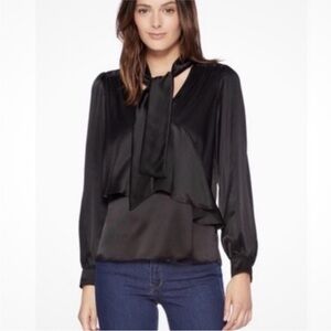 Parker Black Silk Kinsley Neck Tie Blouse
